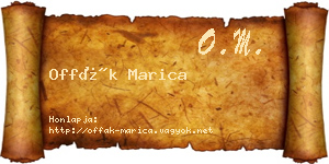 Offák Marica névjegykártya